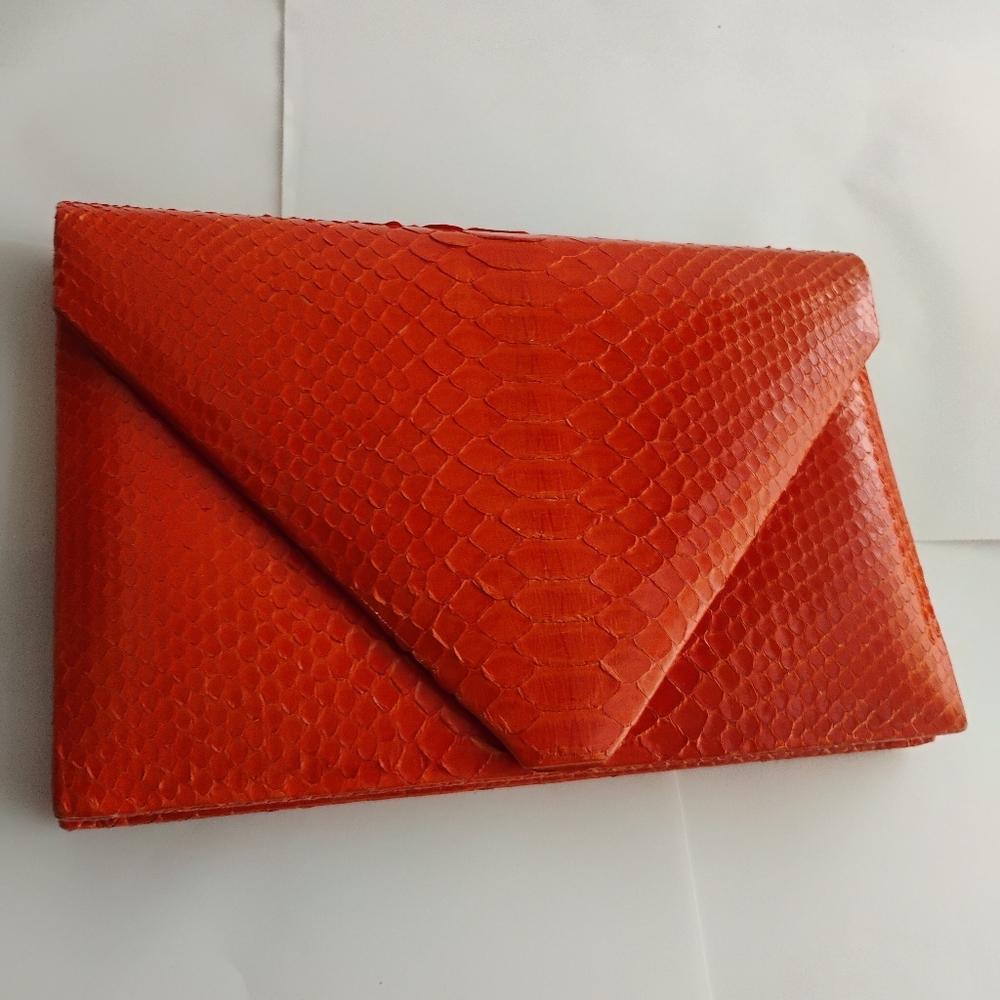 Orange Clutch hunting season genuine python women's handbag